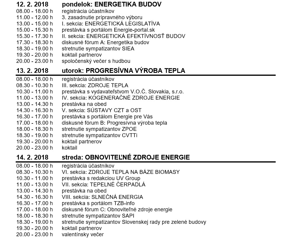 program, Vykurovanie 2018, konferencia, Vysoké Tatry